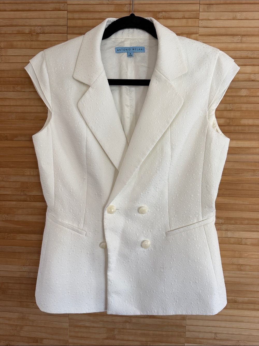 ANTONIO MELANI Ivory Sleeveless Double-Breasted Blazer Vest